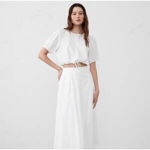 NWT Banana‎ Republic Factory Linen Blend Tie Waist Hem Top XL White Cropped